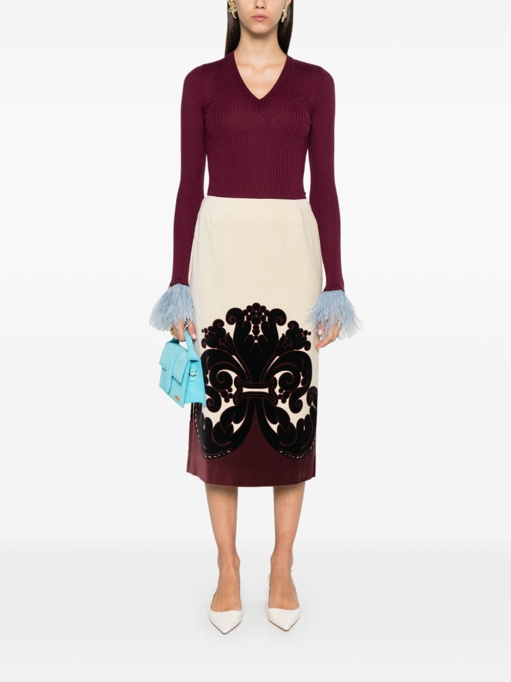 velvet pencil skirt - 2