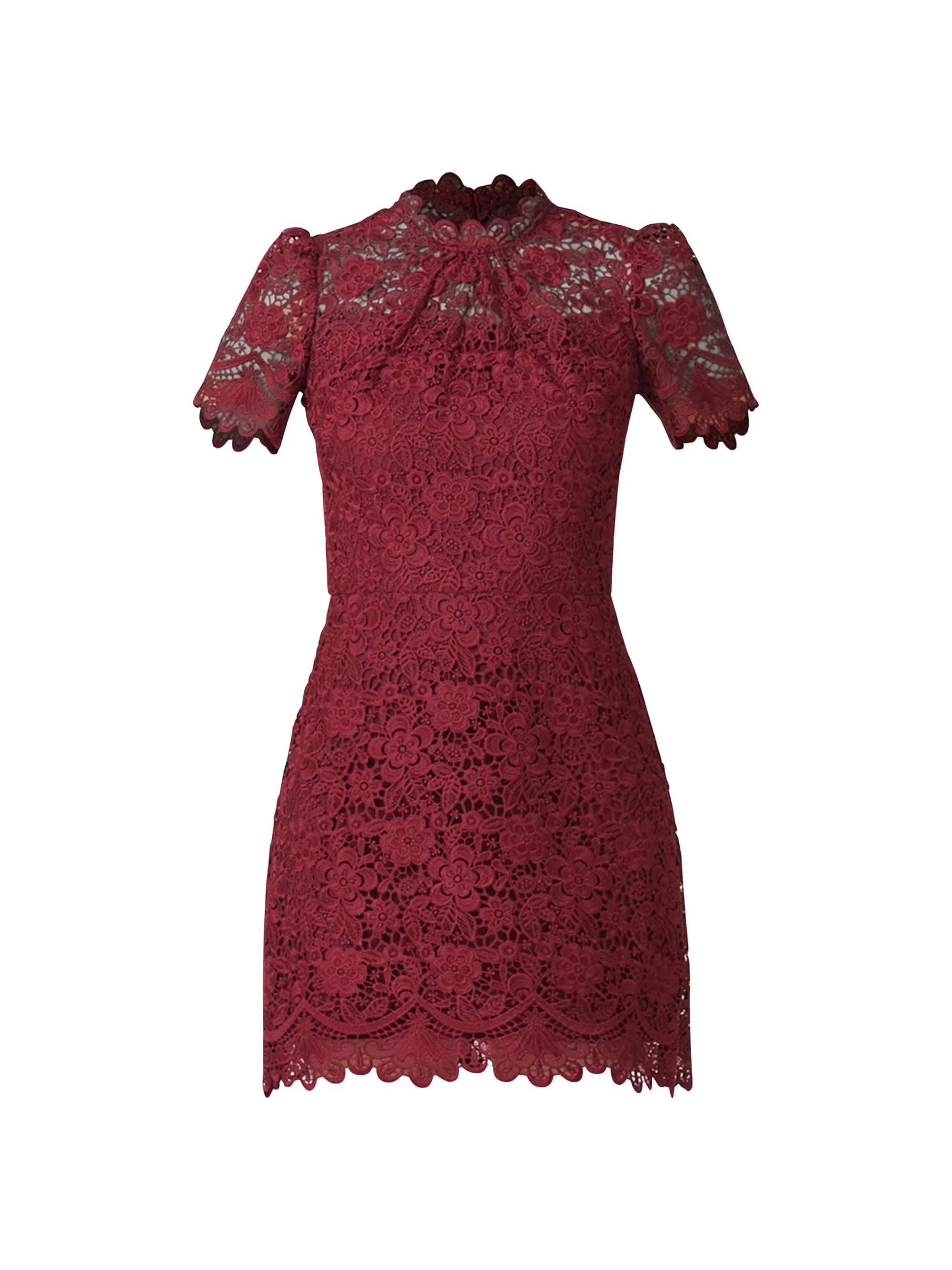 Women's Ella Lace Minidress - Burgundy - 1