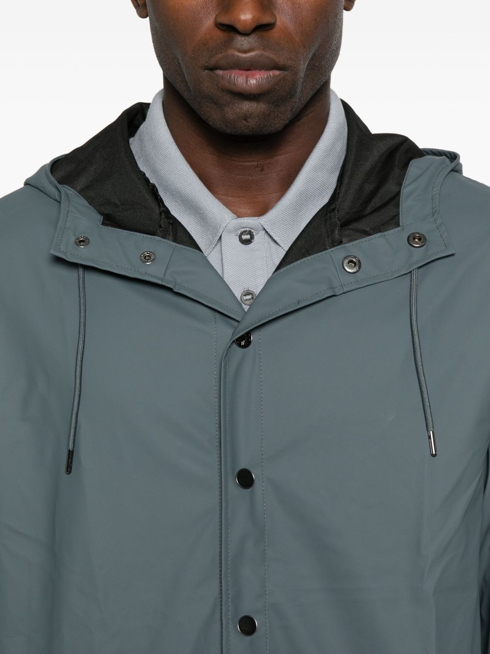 snap-button hooded raincoat - 5