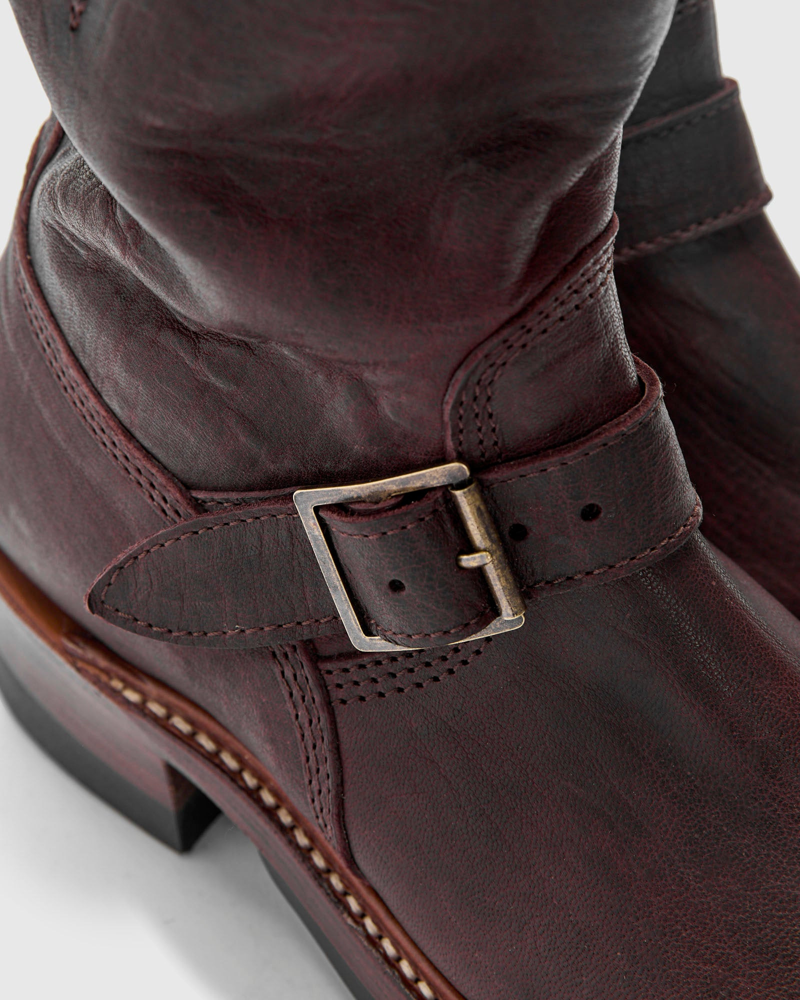 Wabash Engineer Boot in Burnt Burgundy Deerskin - 7