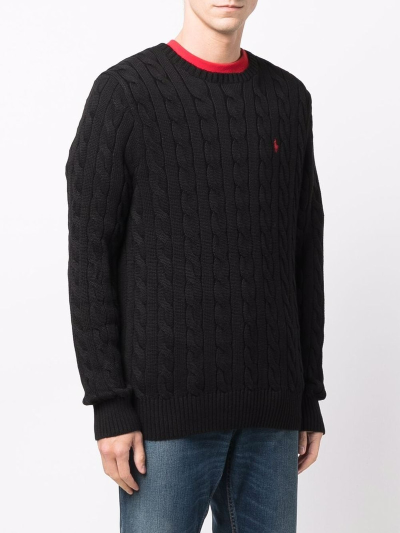 logo-embroidered cable-knit jumper 3