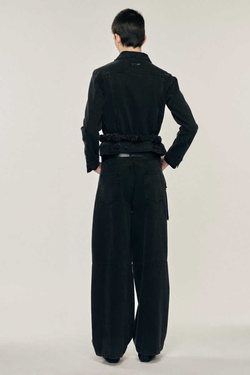 Simone Rocha Embellished Wide Leg Puddle Jeans outlook