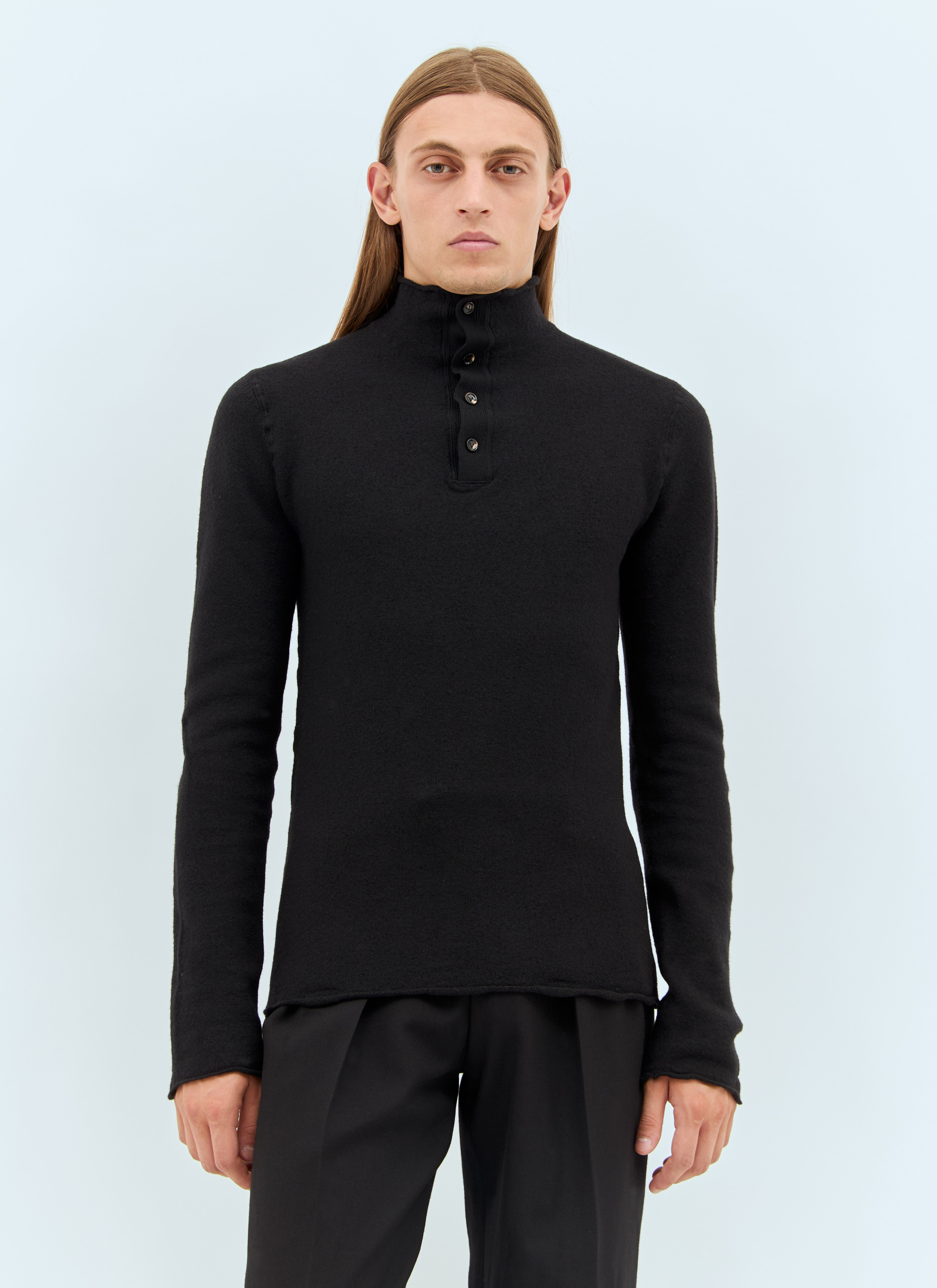 Distorted High Neck Wool Sweater - 1