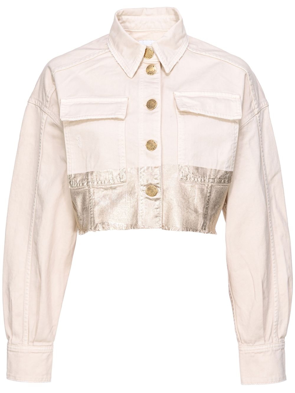 metallic panelled denim jacket - 1