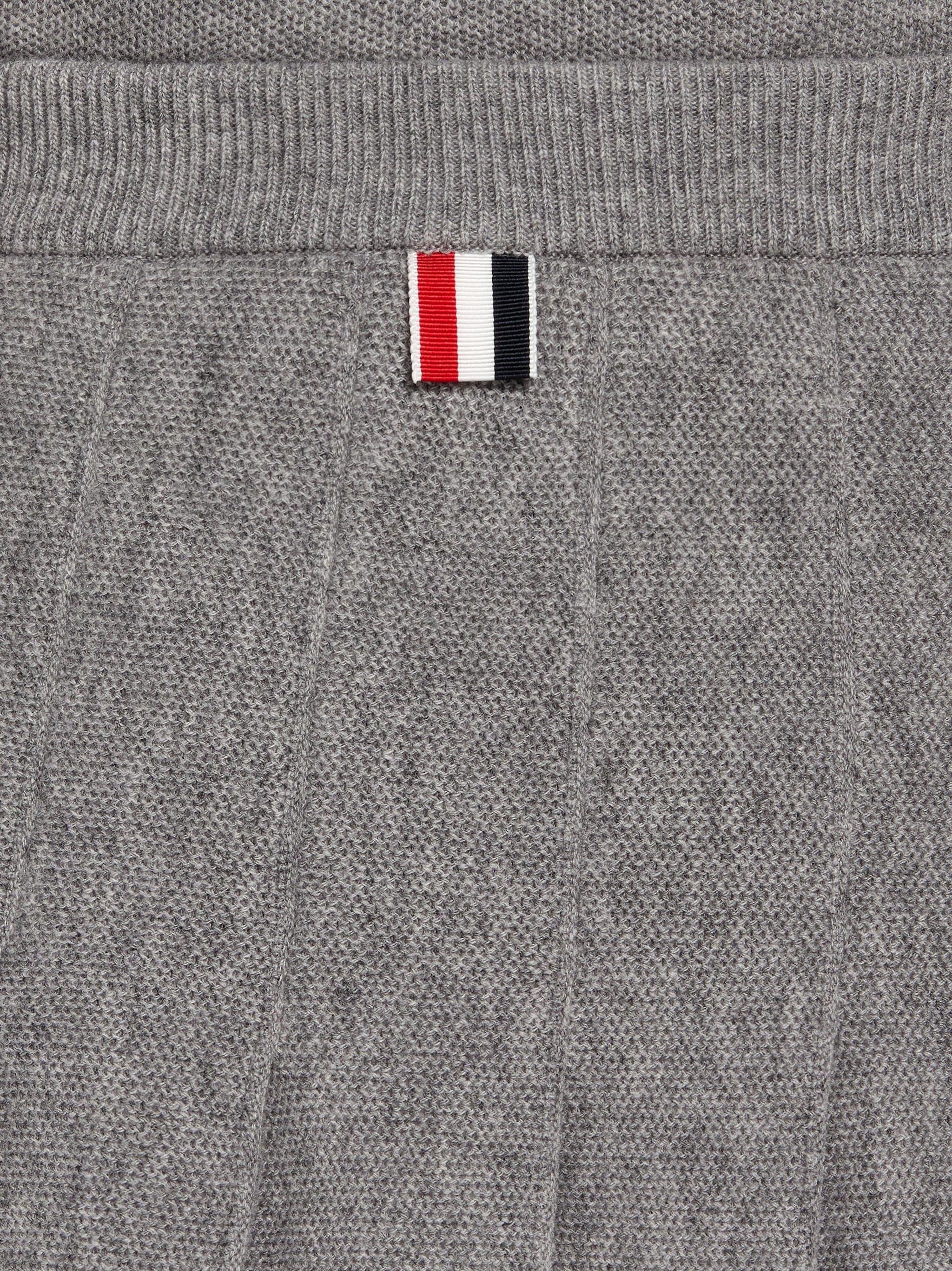 Light Grey Cashmere Pique Pleated Below-the-Knee Skirt - 5
