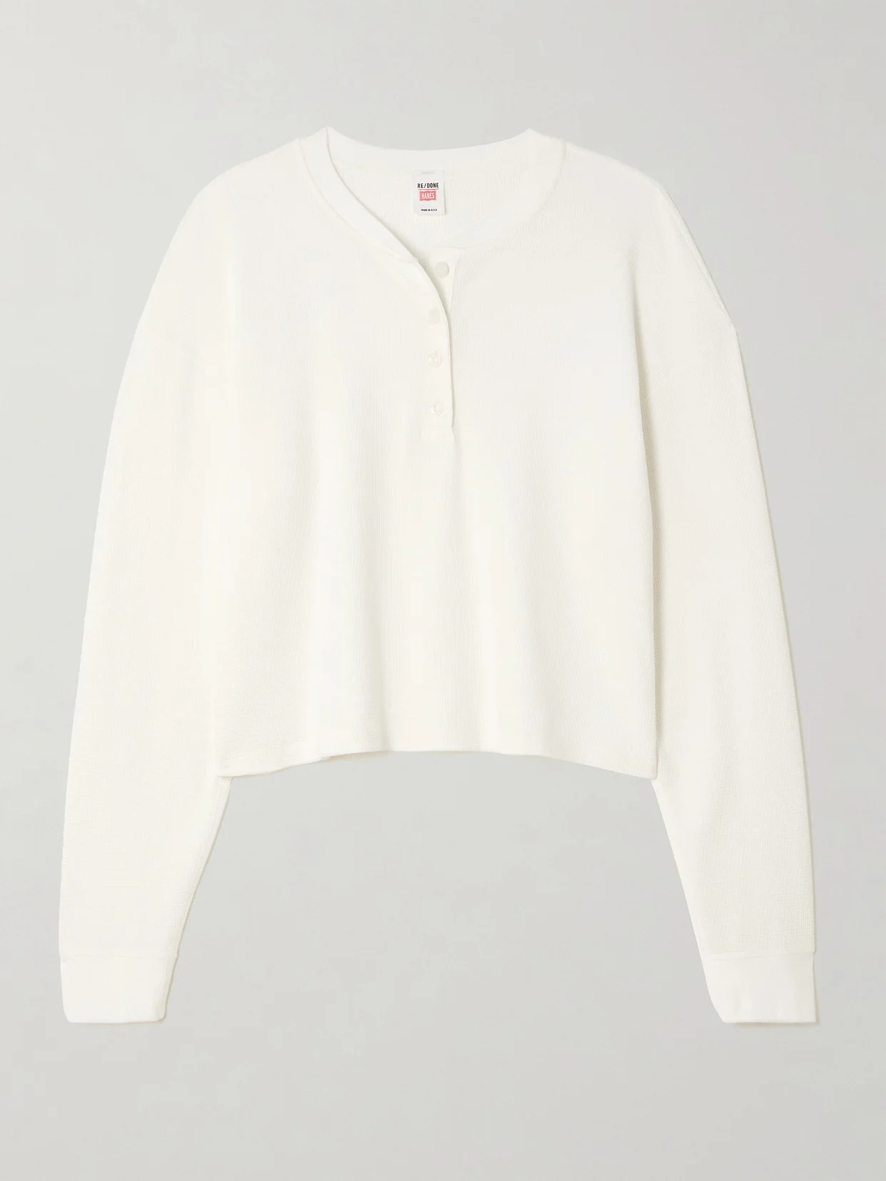 + Hanes Waffle-knit Stretch-modal And Cotton-blend Henley Top - 1