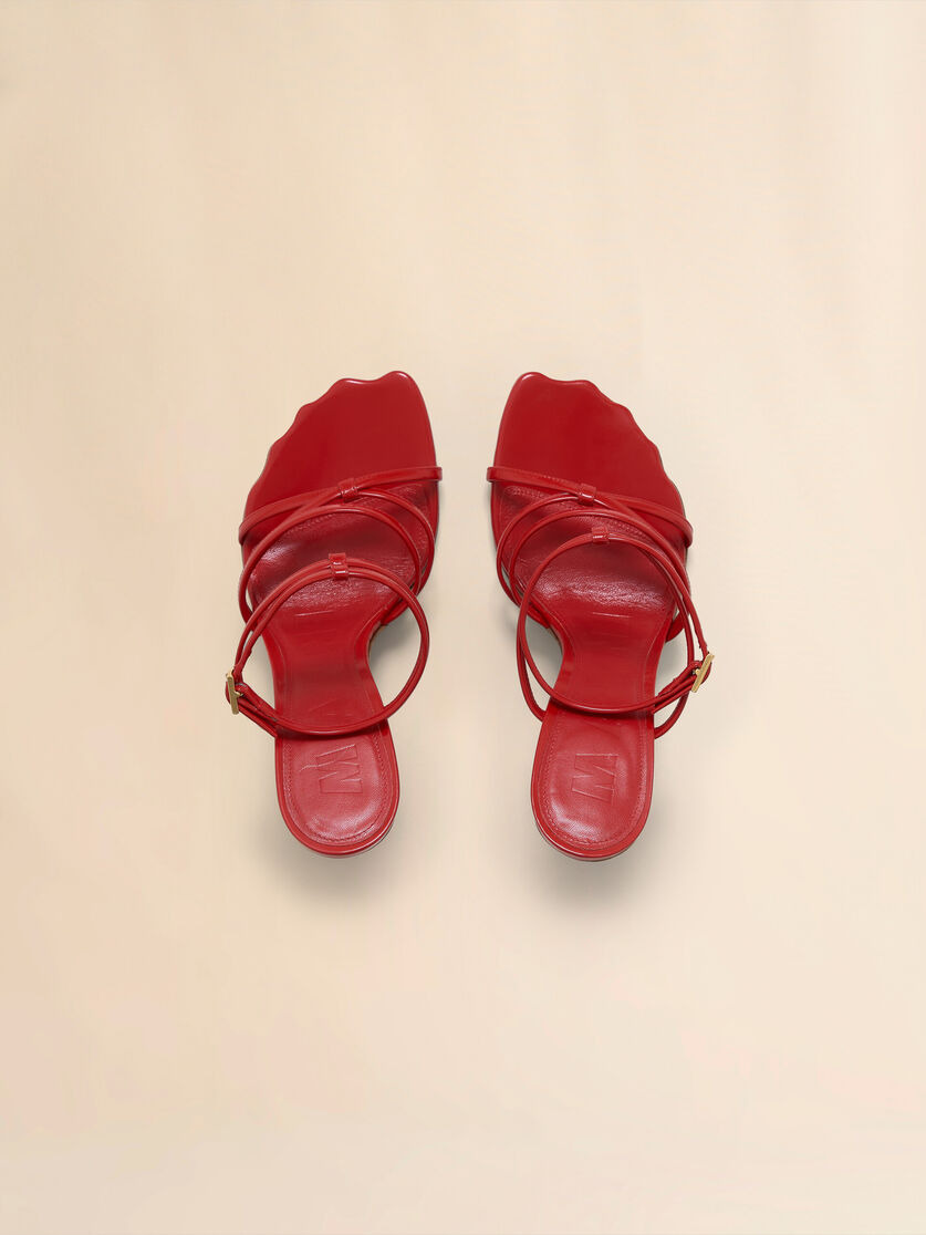 RED LEATHER MOONLIGHT SANDAL WITH ANKLE STRAP - 4