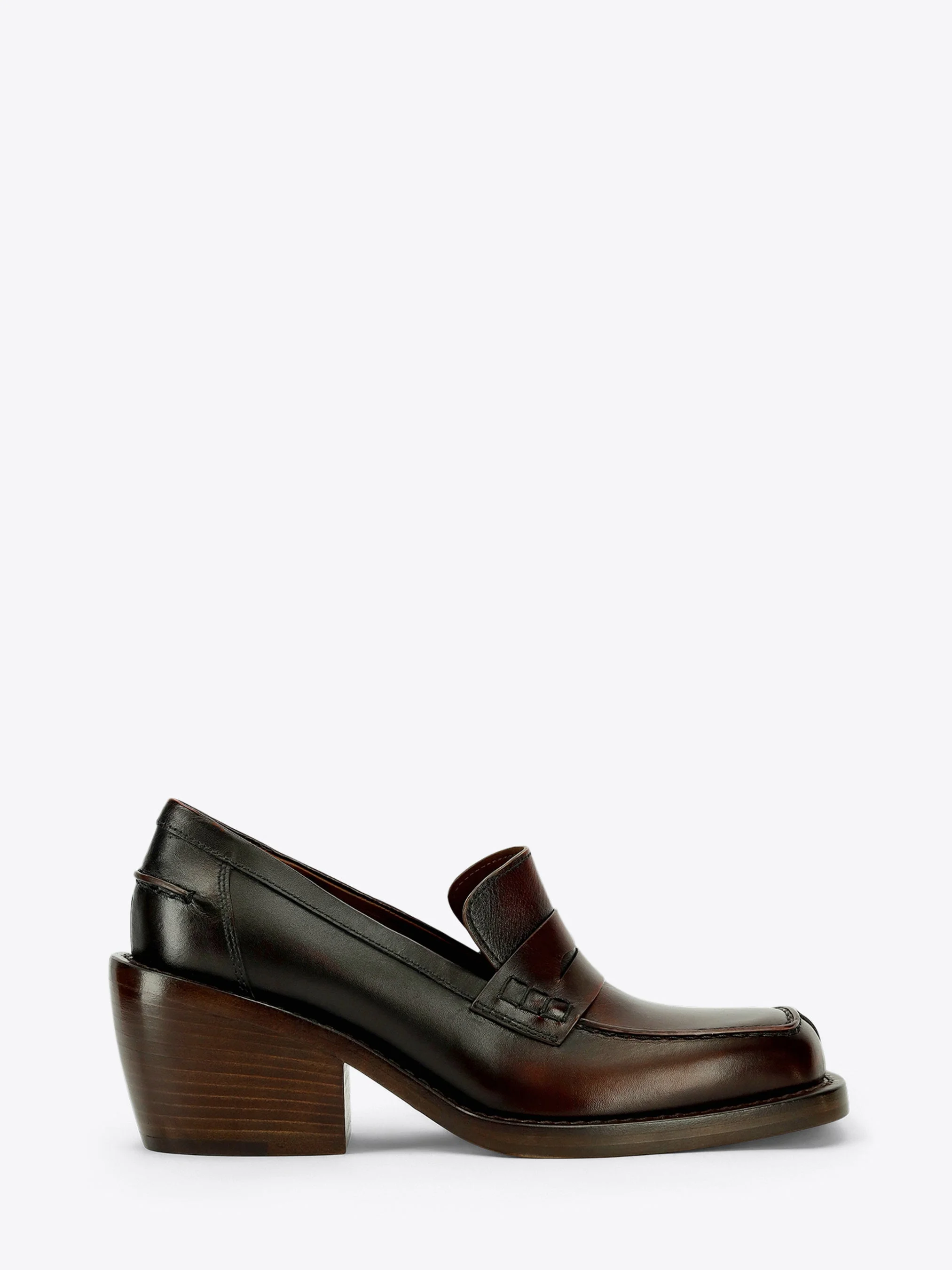 HEELED LEATHER LOAFERS - 1