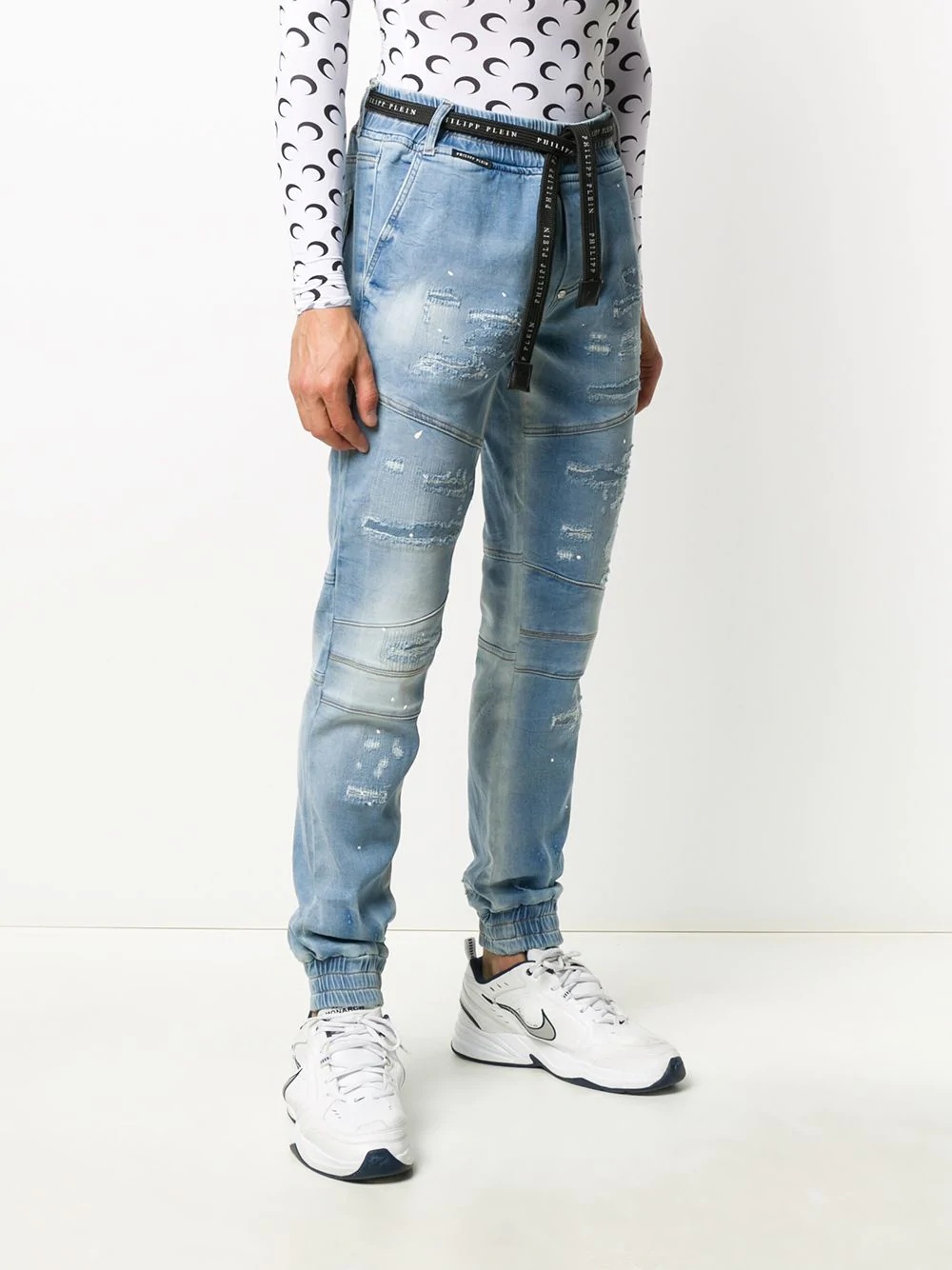 stonewashed effect jogging jeans - 3