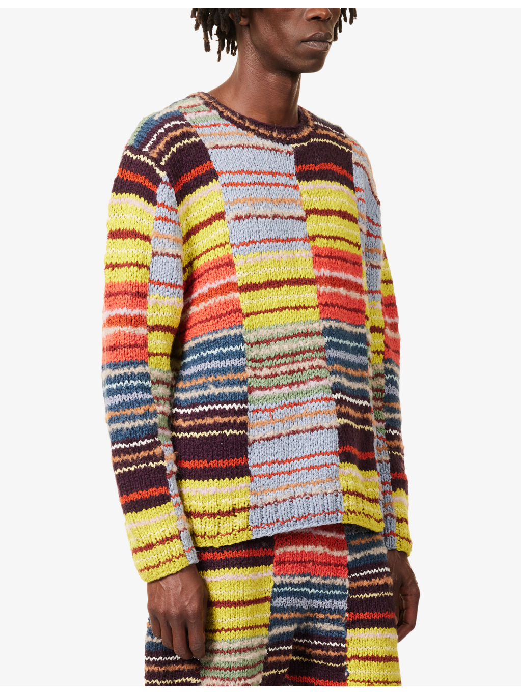 Patchwork-Scrap Patterned Long-Sleeve Knitted Jumper - 3