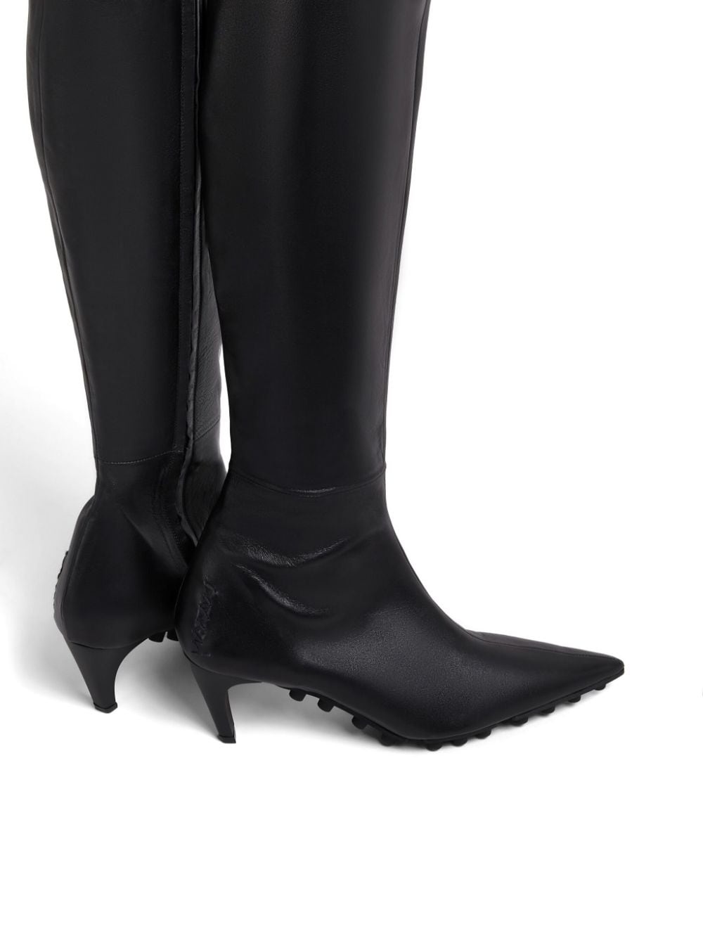 Spike leather knee-high boots - 4