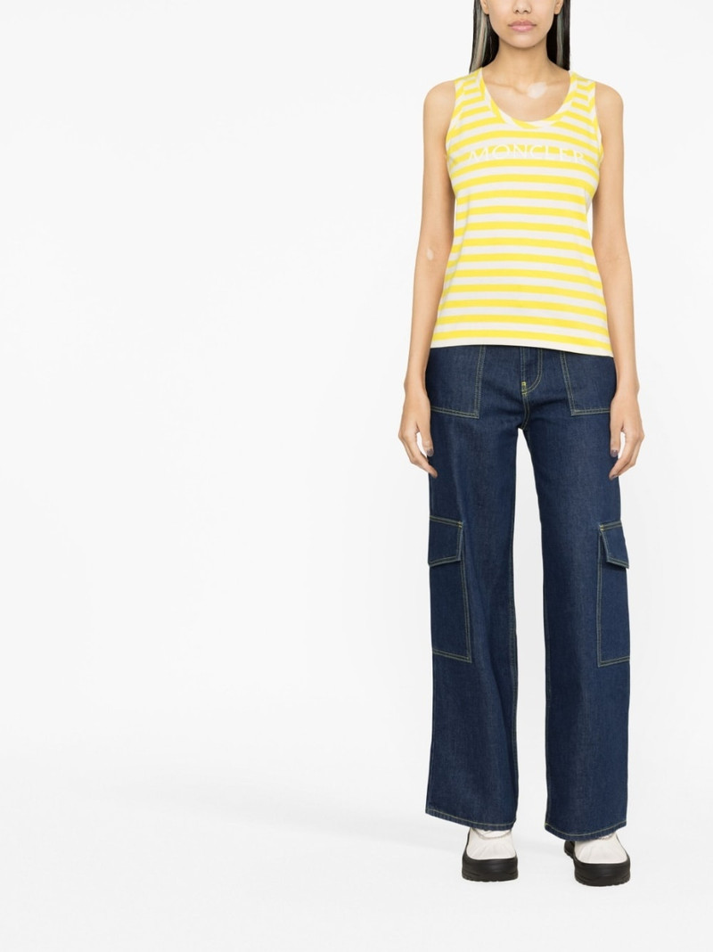 Moncler striped logo-print tank top outlook
