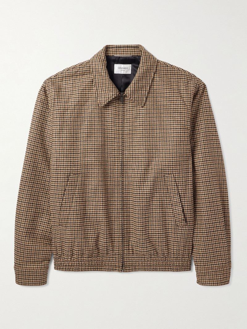 Houndstooth Woven Blouson Jacket Brown 1