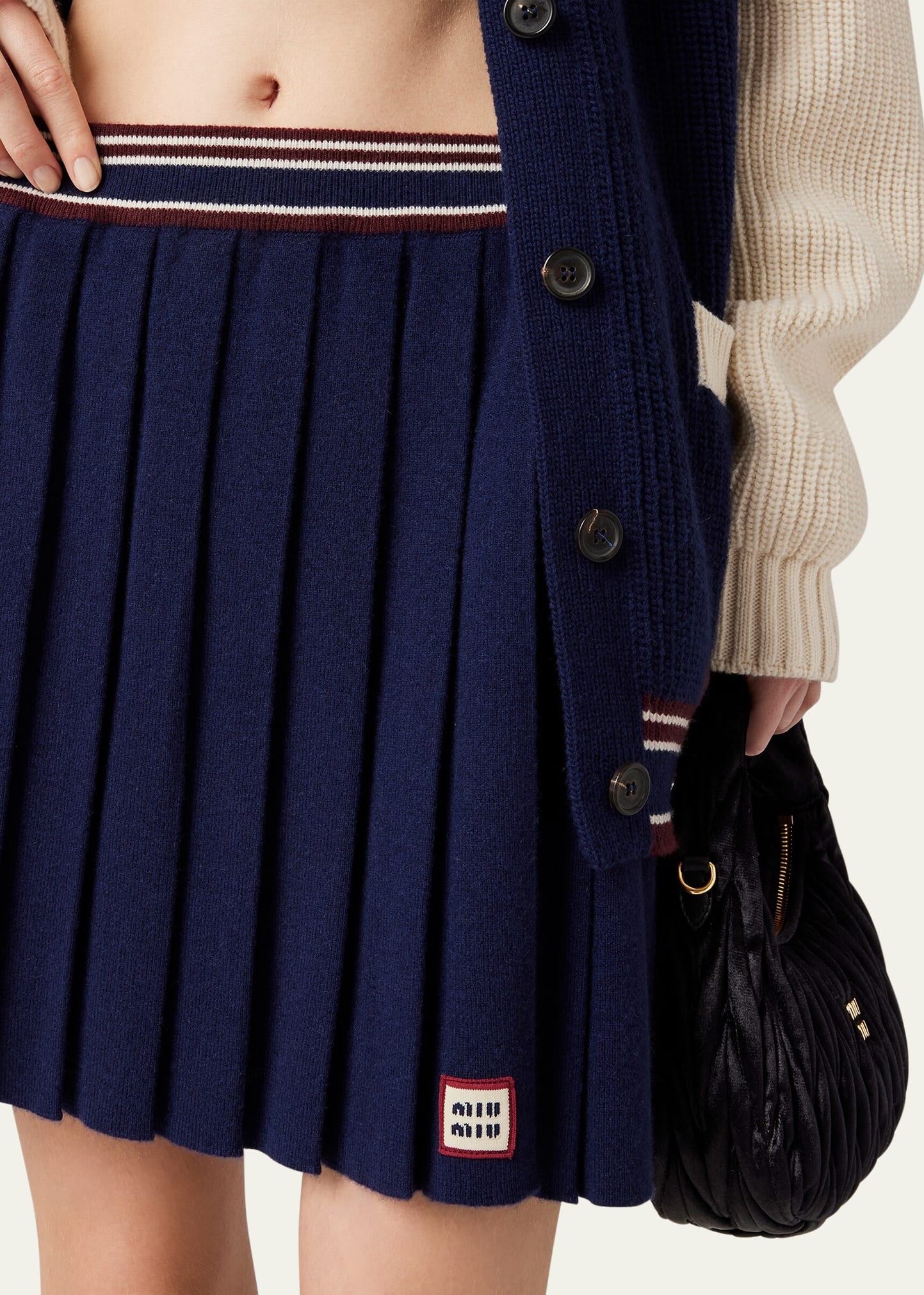 Pleated Wool Cashmere Mini Skirt - 4