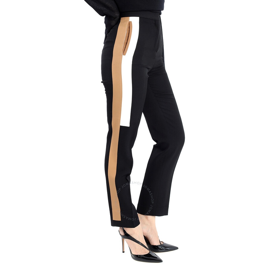 Burberry Ladies Stripe Detail Wool Tailored Trousers - 6