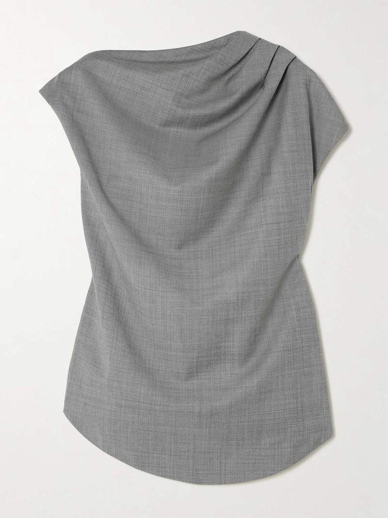 Lyra draped wool-twill blouse Gray 1