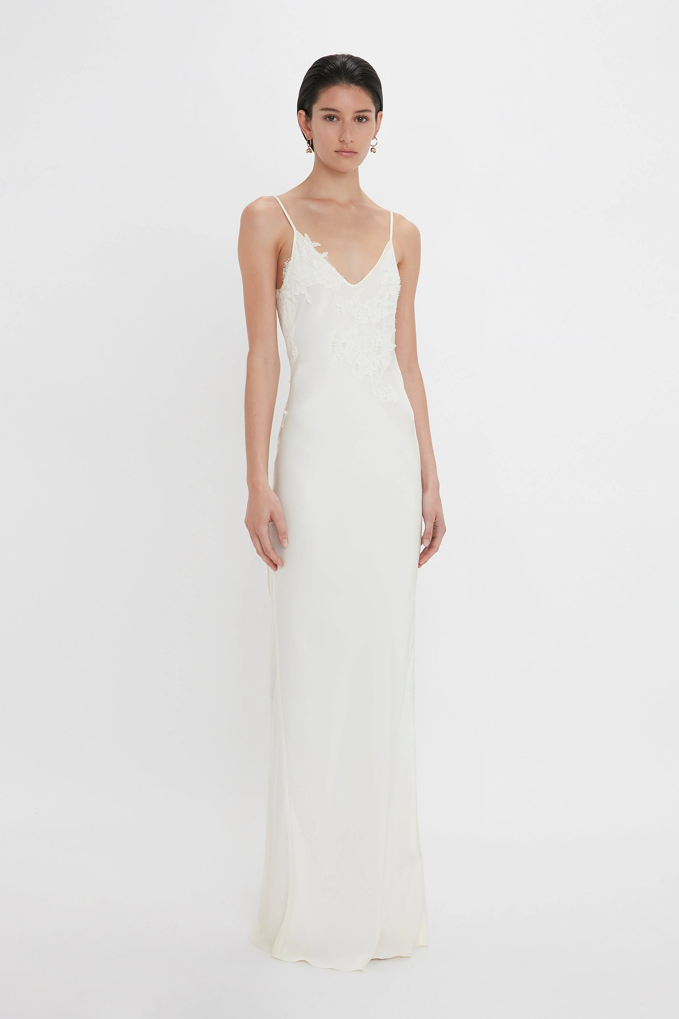 Lace Floor-Length Cami Dress In Ivory