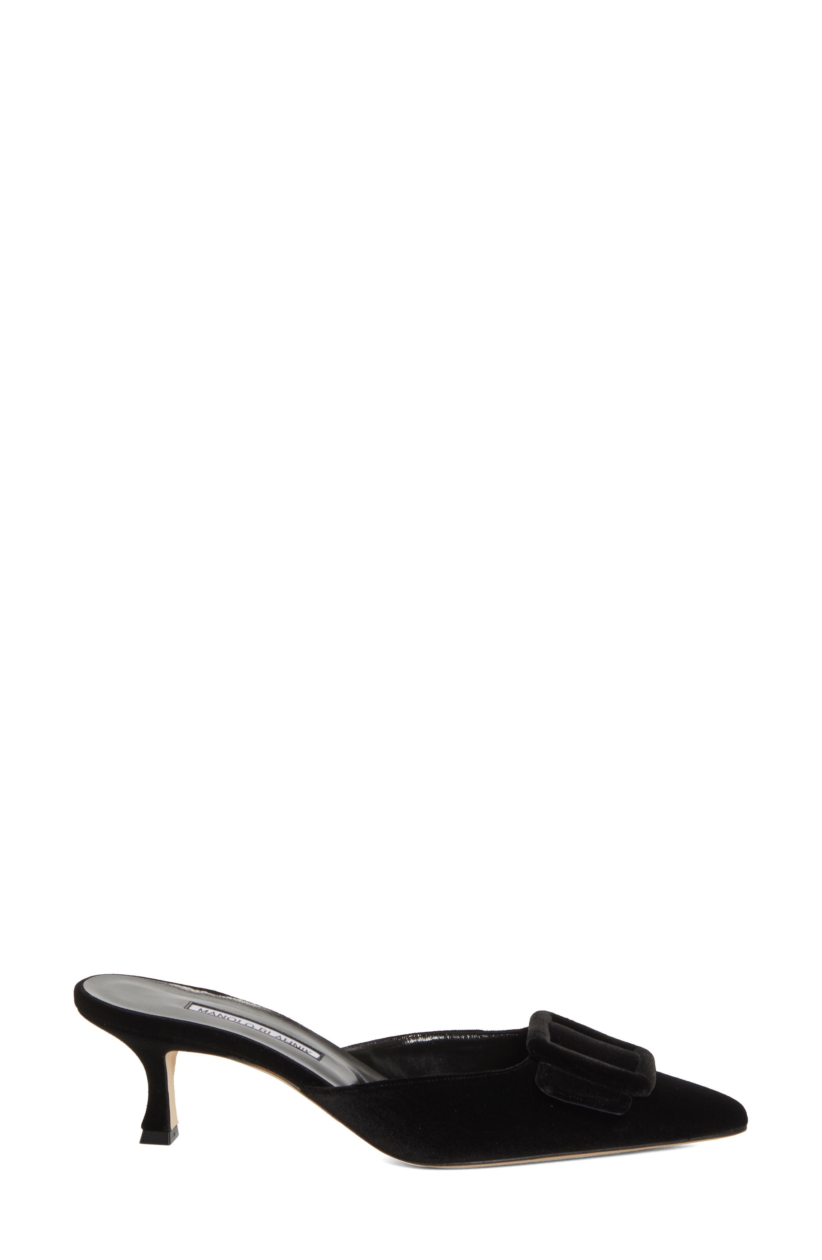 Manolo Blahnik Maysale Buckle Pointed Toe Mule in Black at Nordstrom - 3