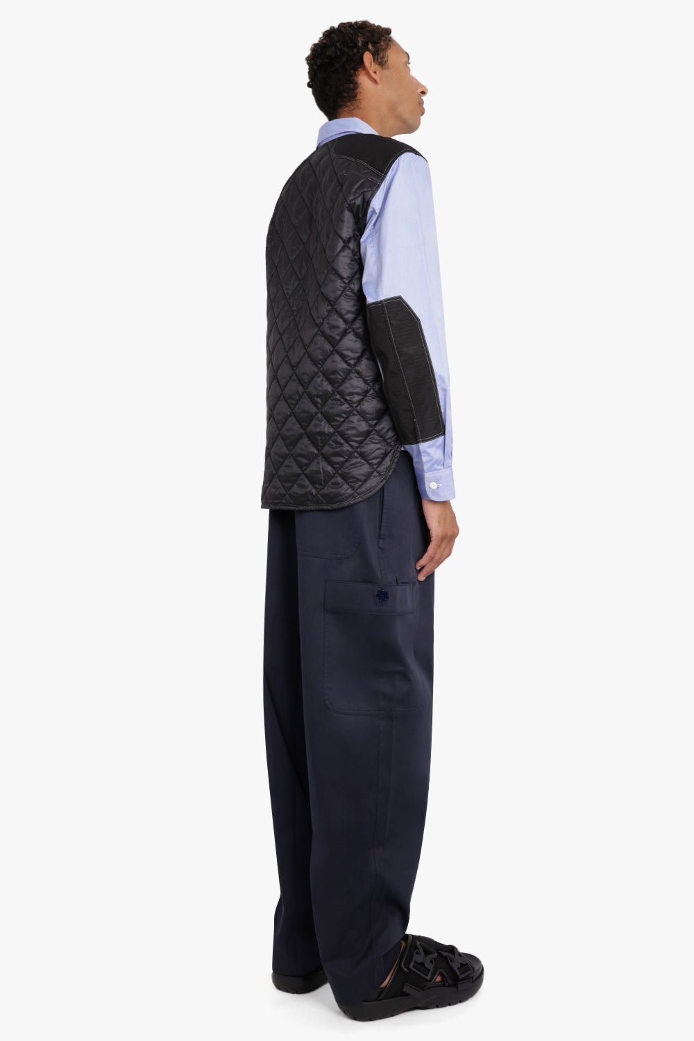 COTTON TWILL NYLON RIP STOP SHIRT | SAX/BLACK - 4