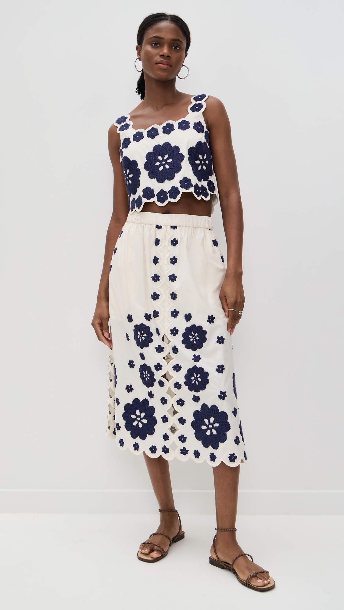 Catrine Applique Midi Scallop Skirt - 4