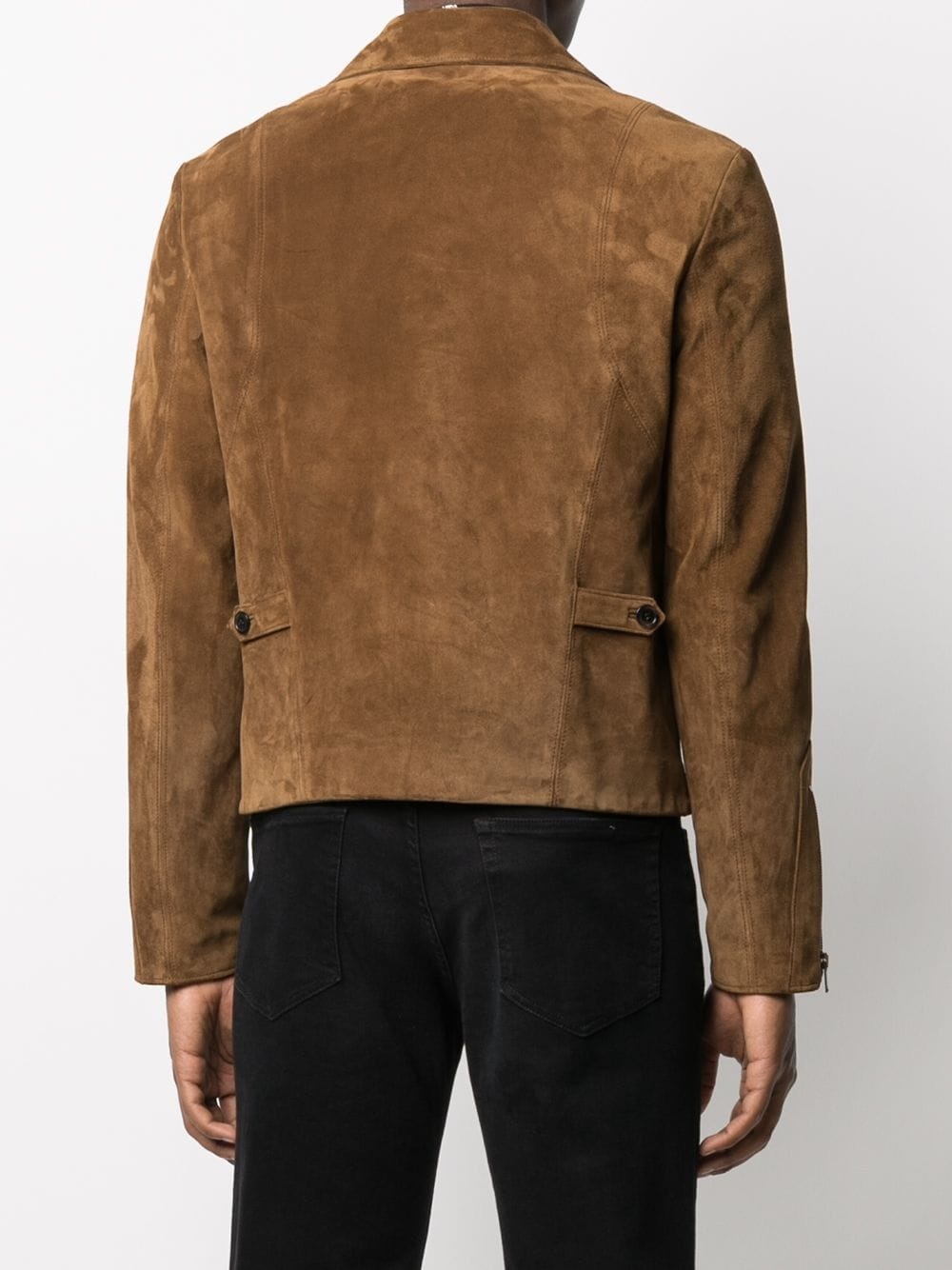 single-breasted suede jacket - 4