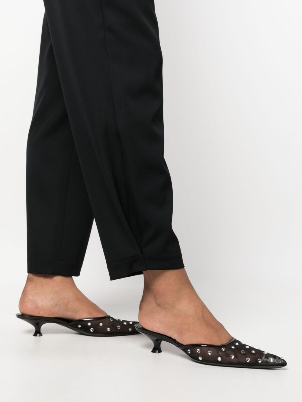 elasticated-waistband virgin wool trousers - 5
