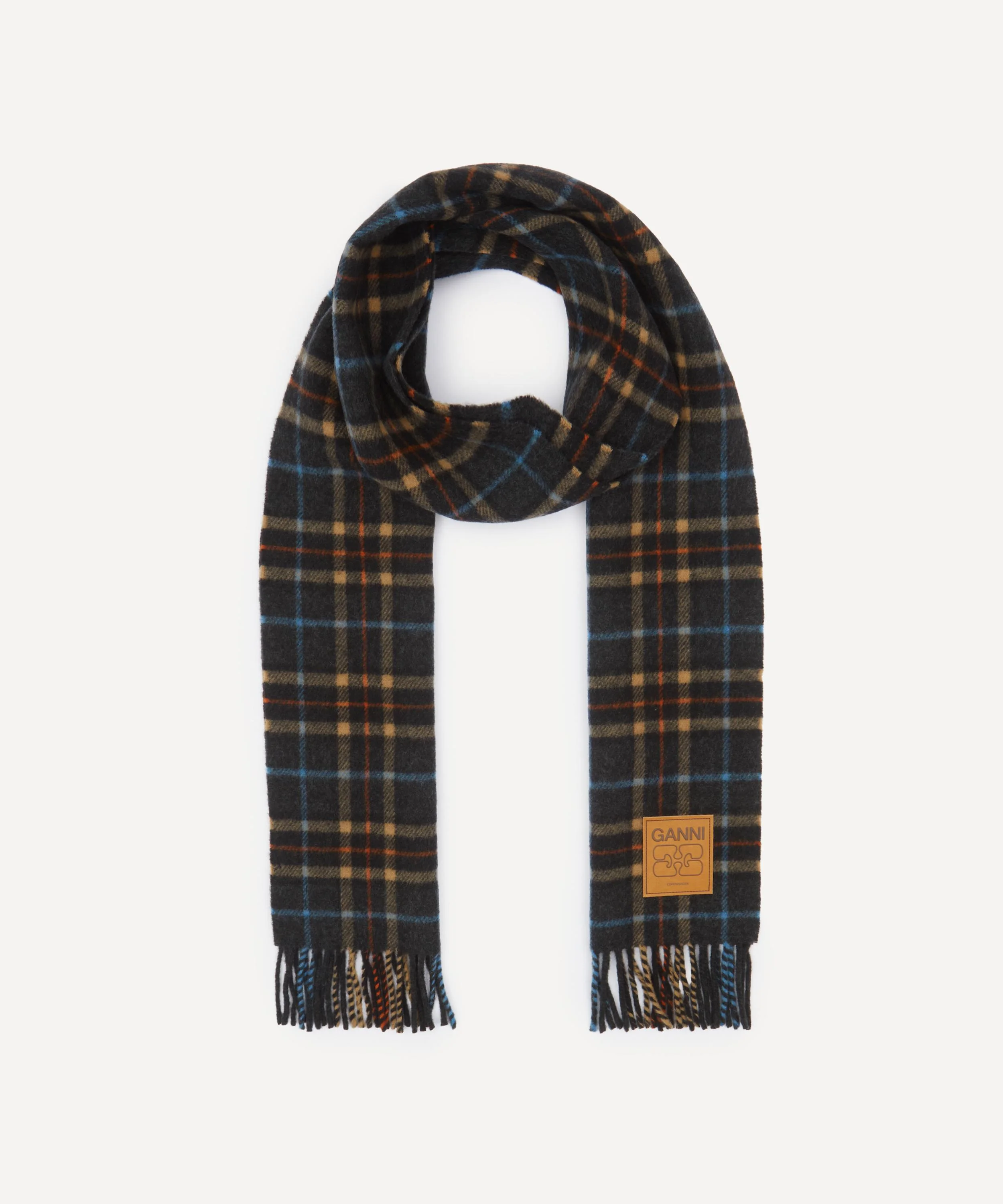 Double Face Wool Check Scarf - 1