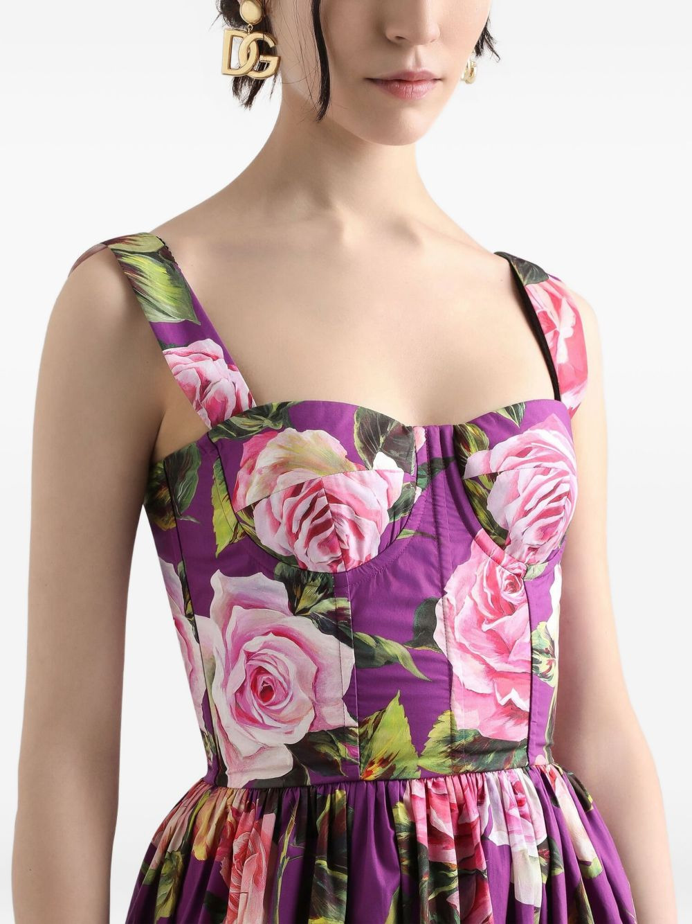 rose-print midi dress - 4