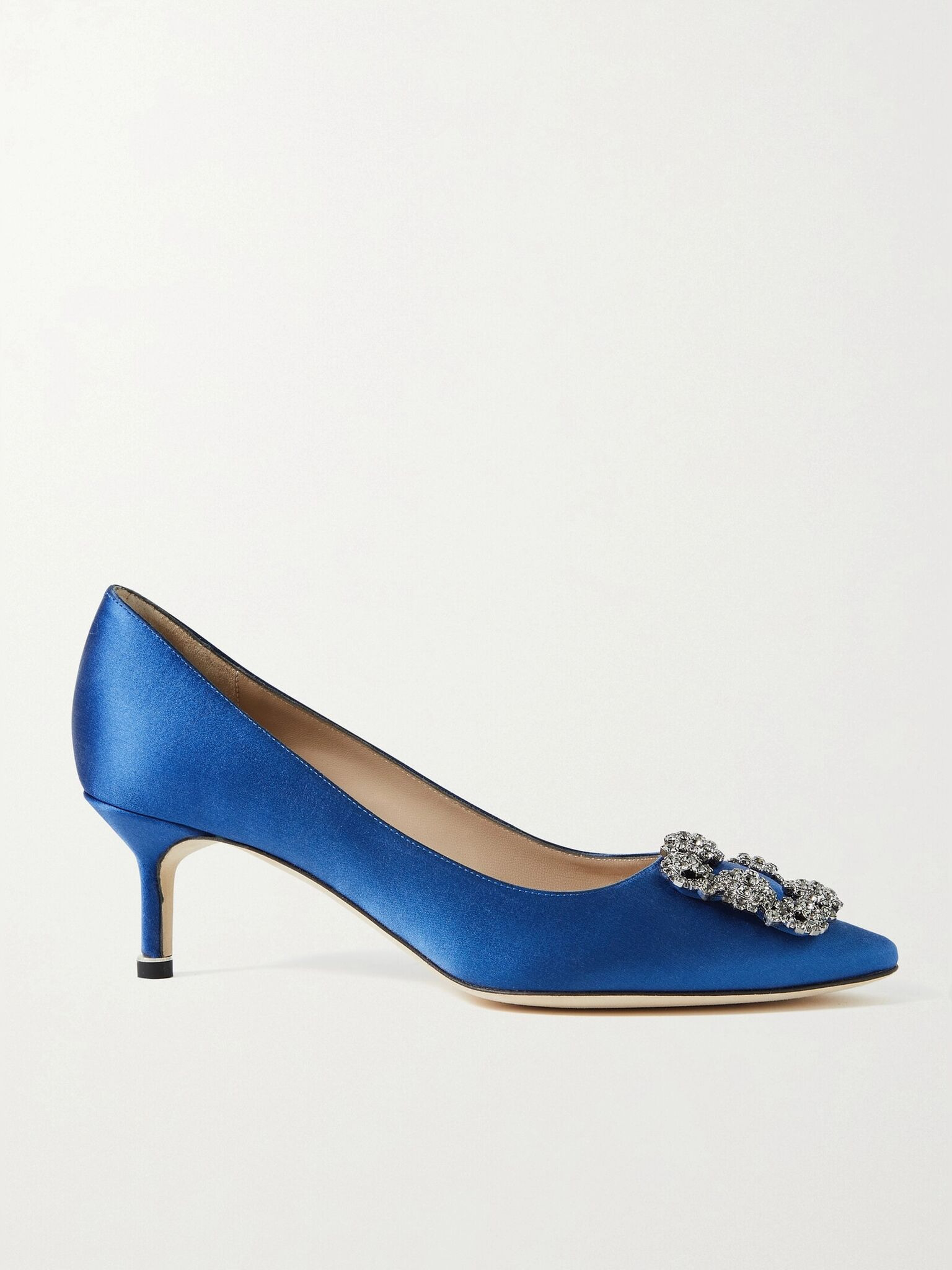 Hangisi 50 crystal-embellished satin pumps Bright blue - 1
