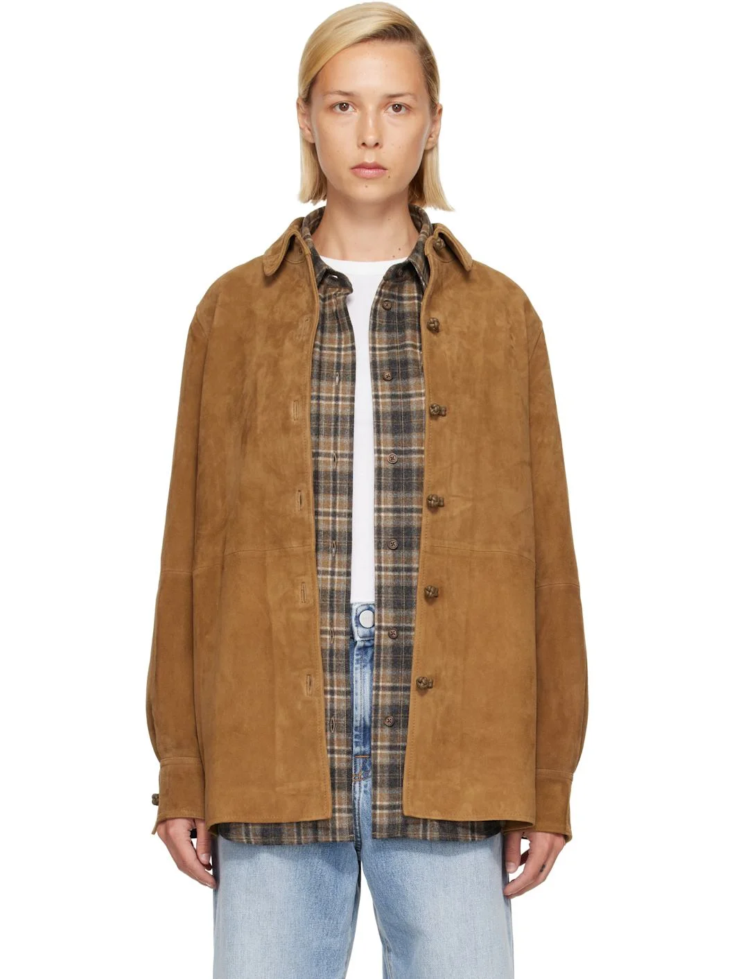 Brown Suede Pankou Overshirt - 1