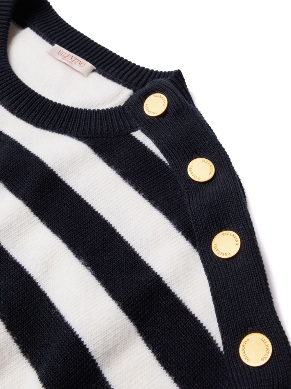 stripe-print button-shoulder jumper - 3
