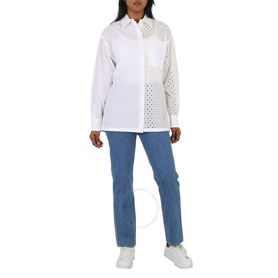 Kenzo Ladies Off White Broderie Anglaise Long-Sleeve Cotton Shirt - 6