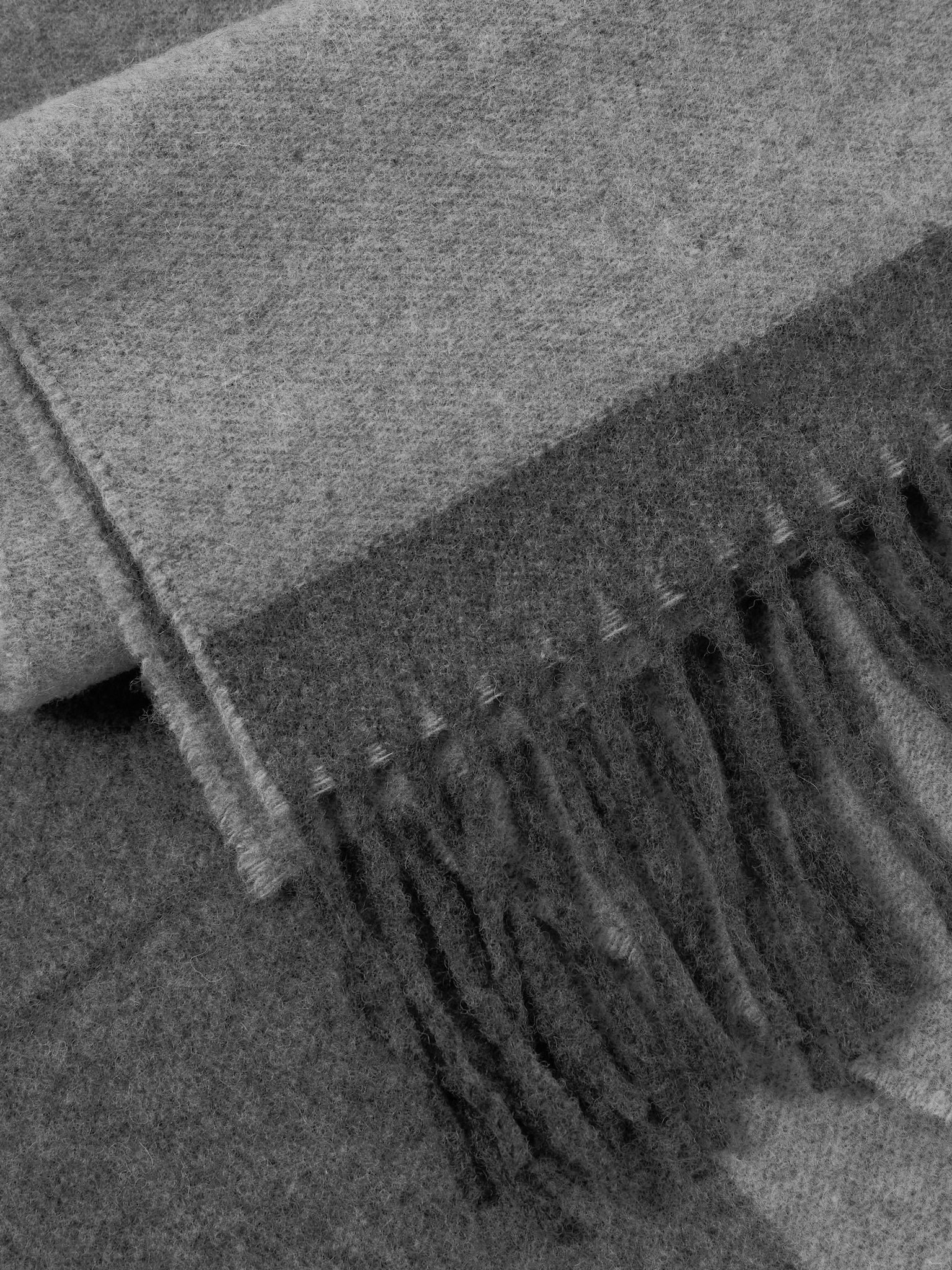 Fringed mélange jacquard-knit wool scarf Gray - 3