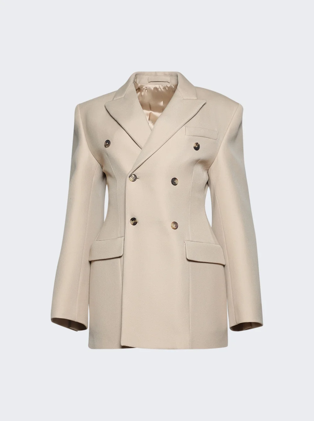 Double Breasted Contour Blazer Khaki - 1