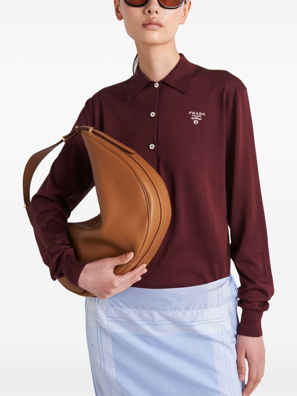 embroidered-logo silk polo shirt - 5