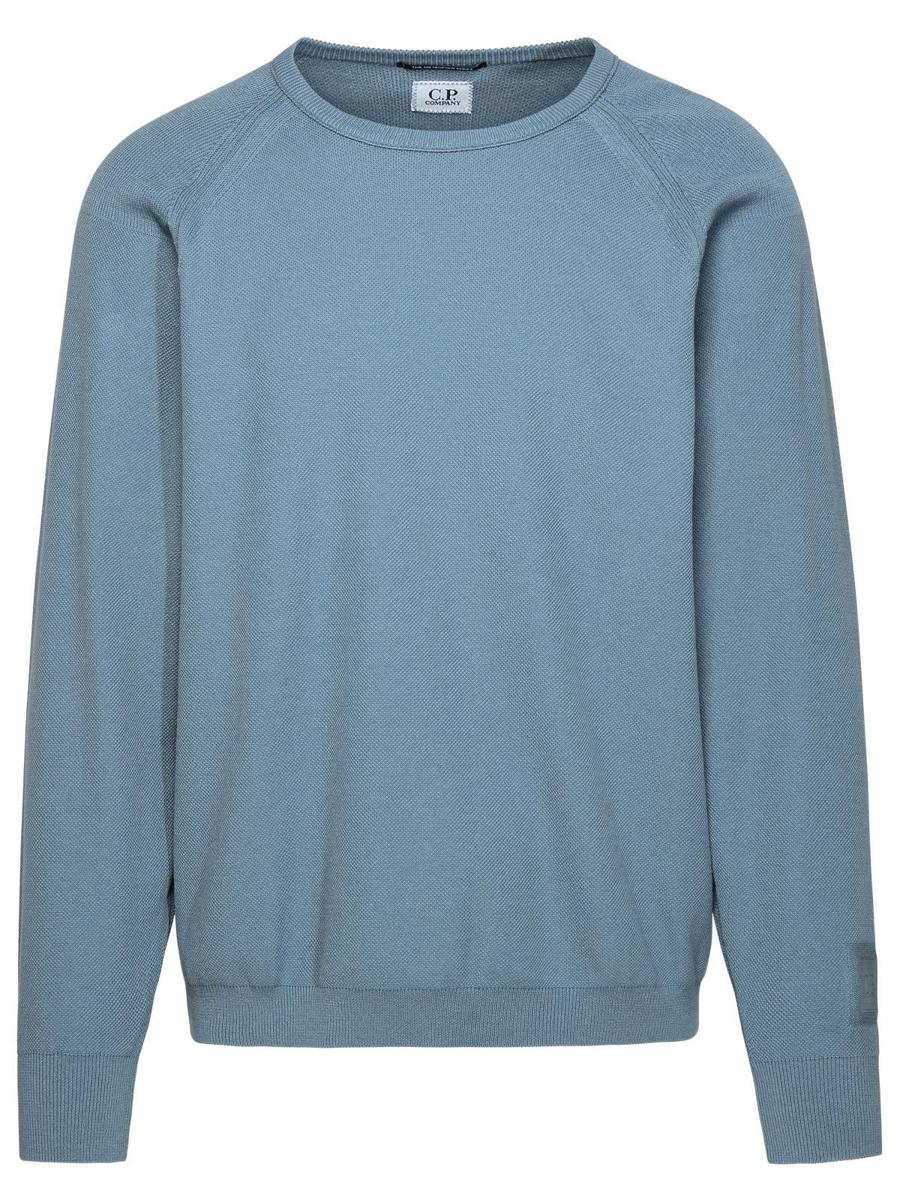 C.P. COMPANY PETROL BLUE COTTON BLEND SWEATER - 1