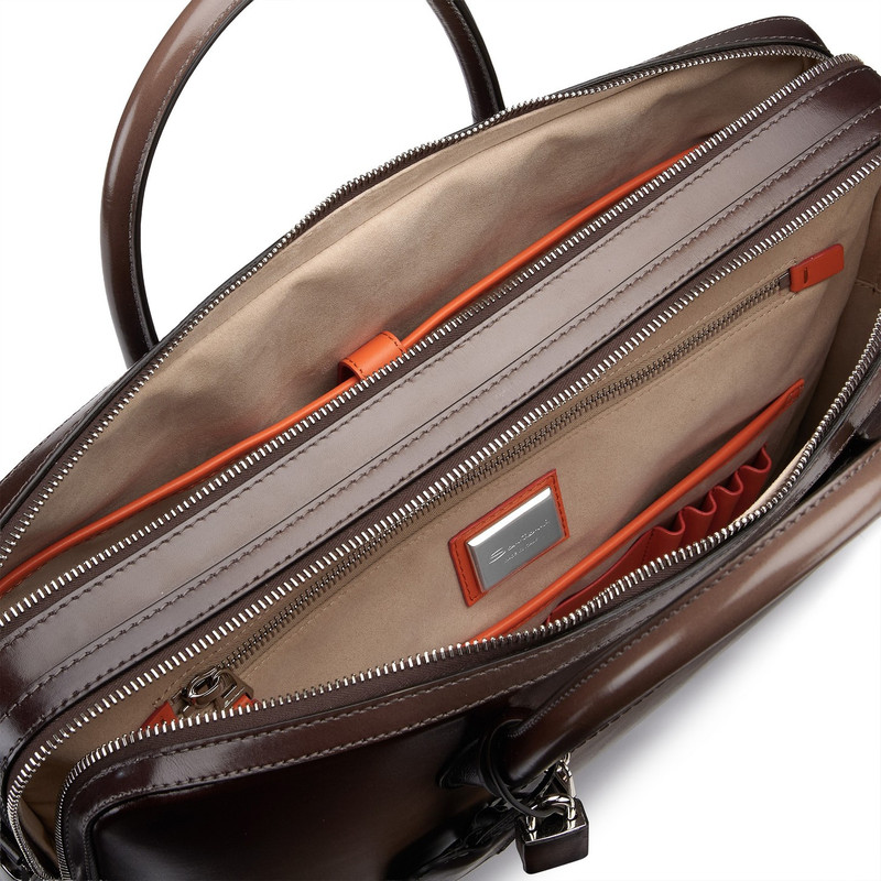 Brown leather laptop bag 4