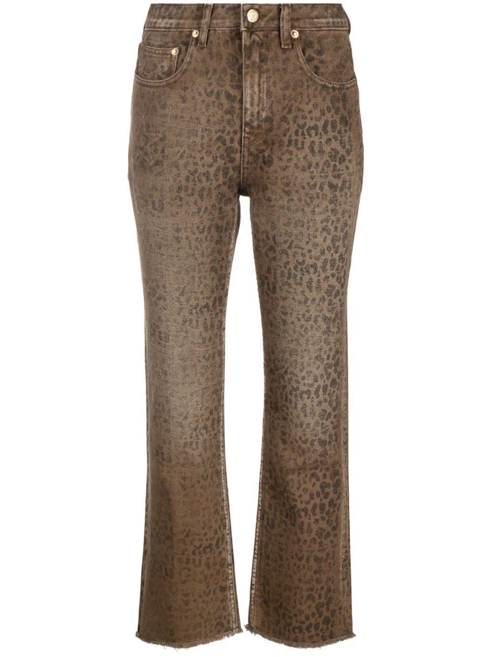 faded leopard-print kick flare jeans - 1