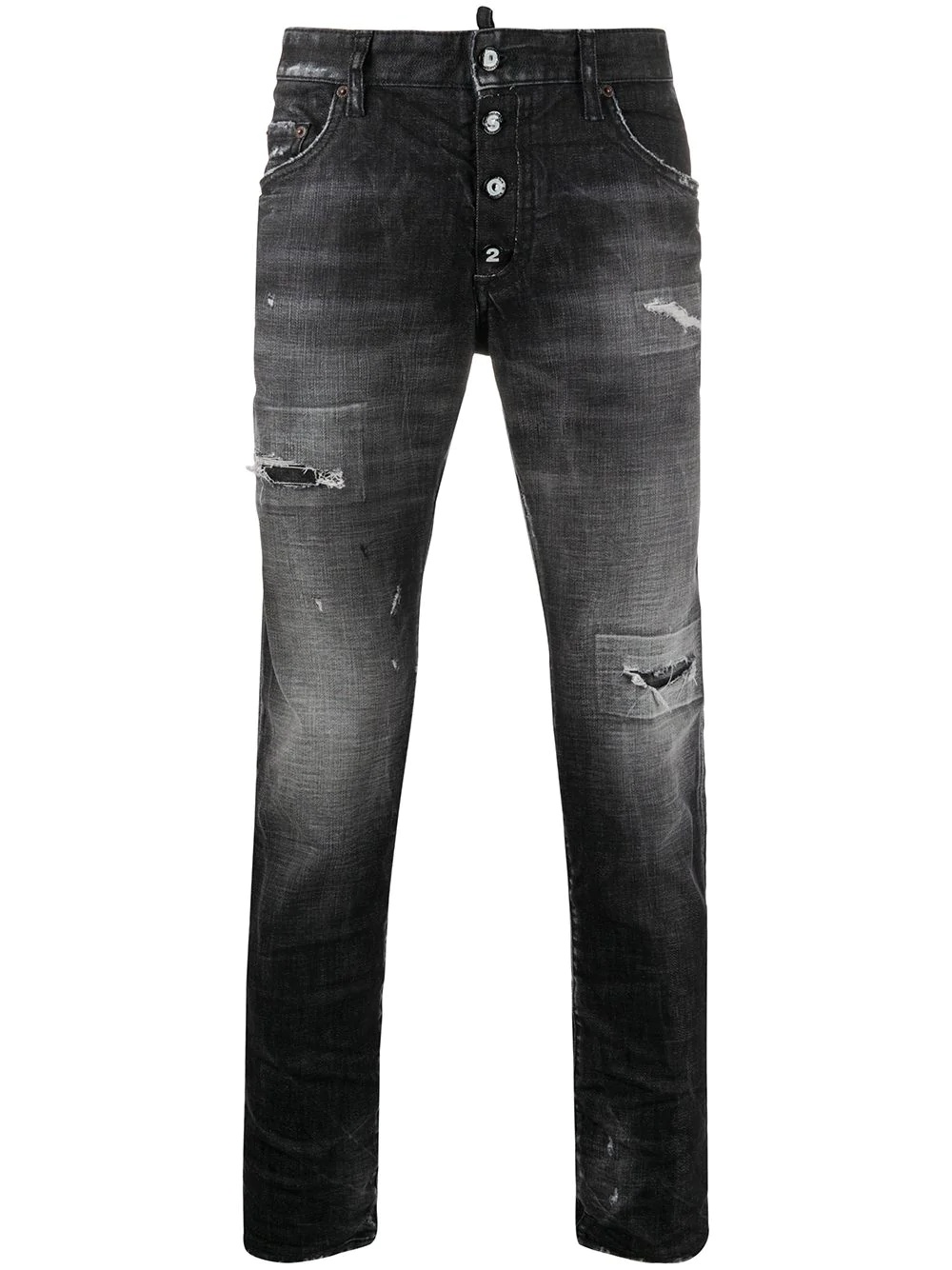 distressed straight-leg jeans - 1