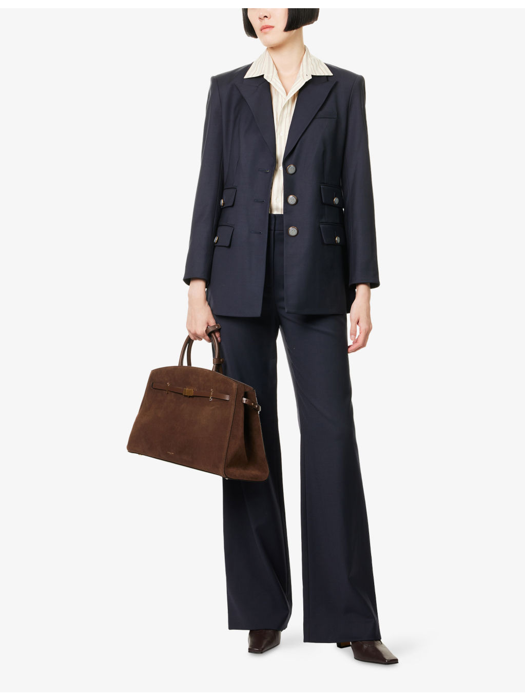 Nalani Dickey Peak-Lapels Stretch-Wool Blend Jacket - 2