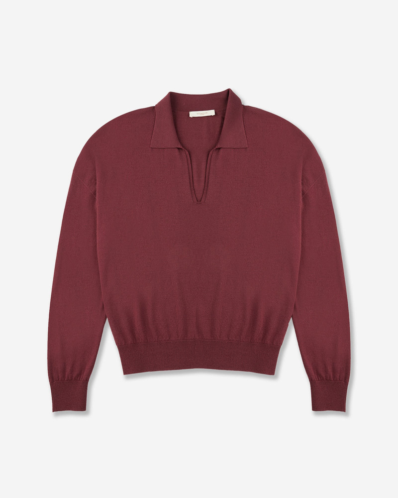 Wide fit V neck polo shirt in Flexwool 1
