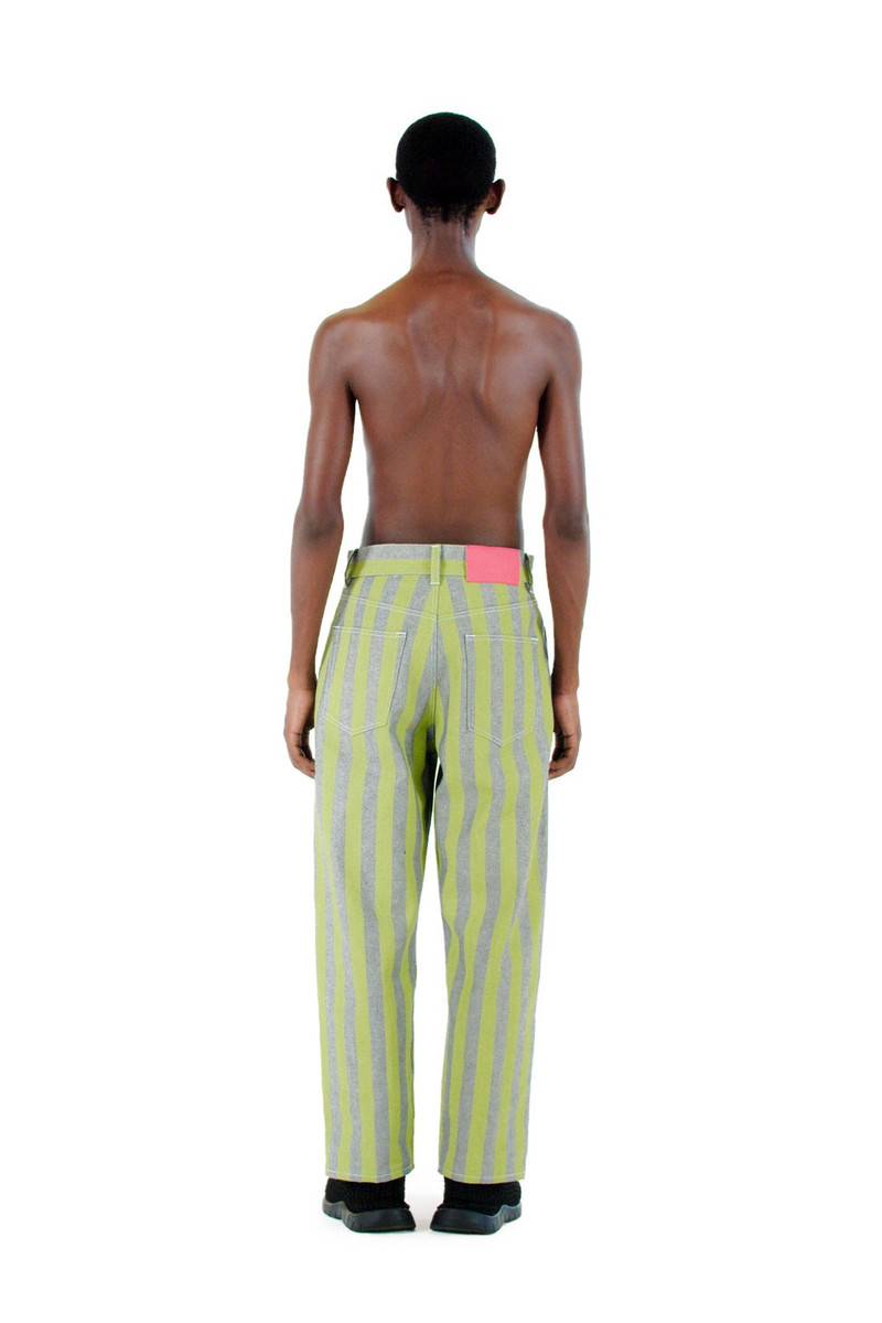 SUNNEI PANTS / denim / green stripes outlook