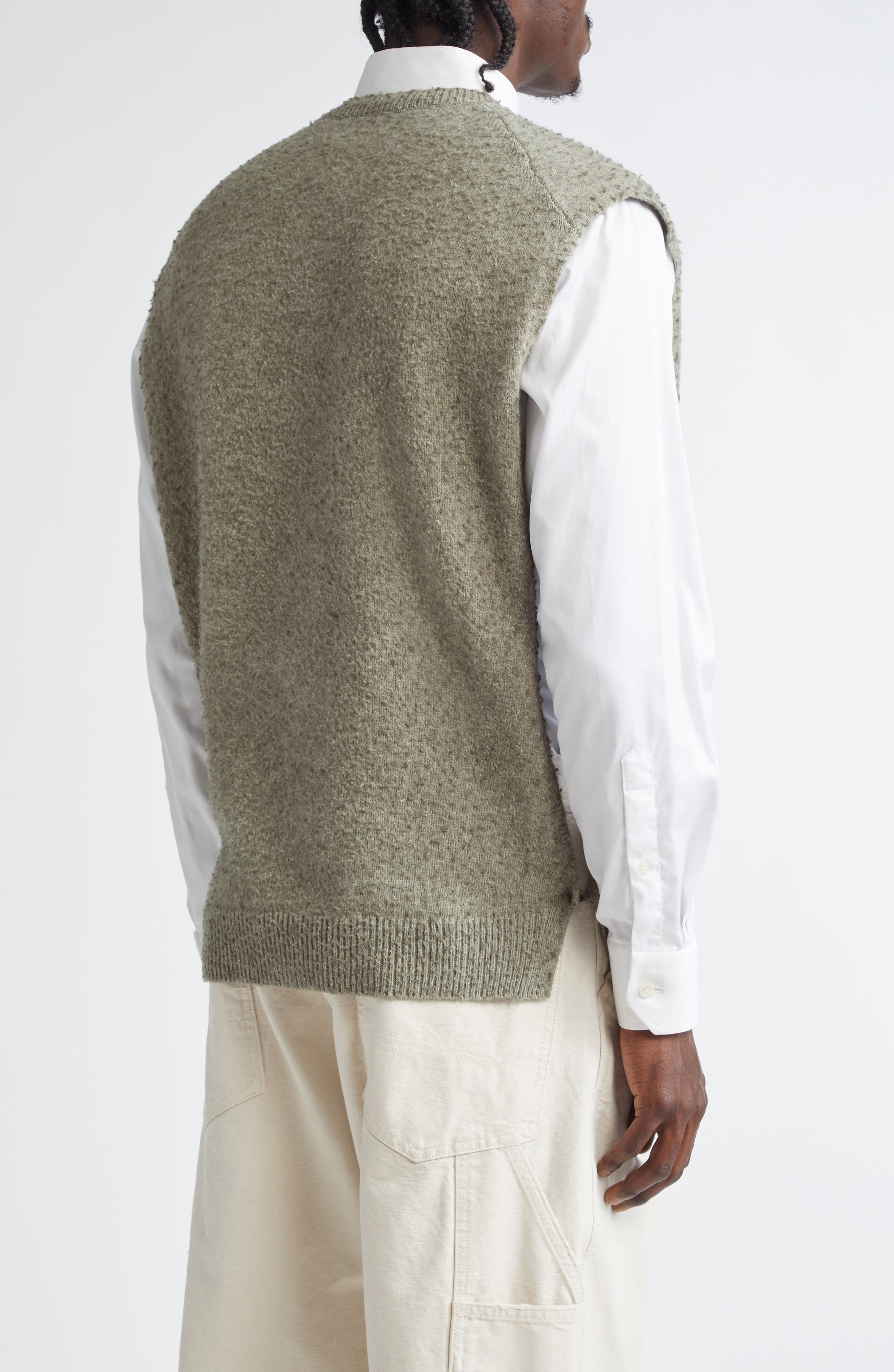 Maison Margiela Pilled Wool & Cotton Sweater Vest in Sage Green at Nordstrom - 3