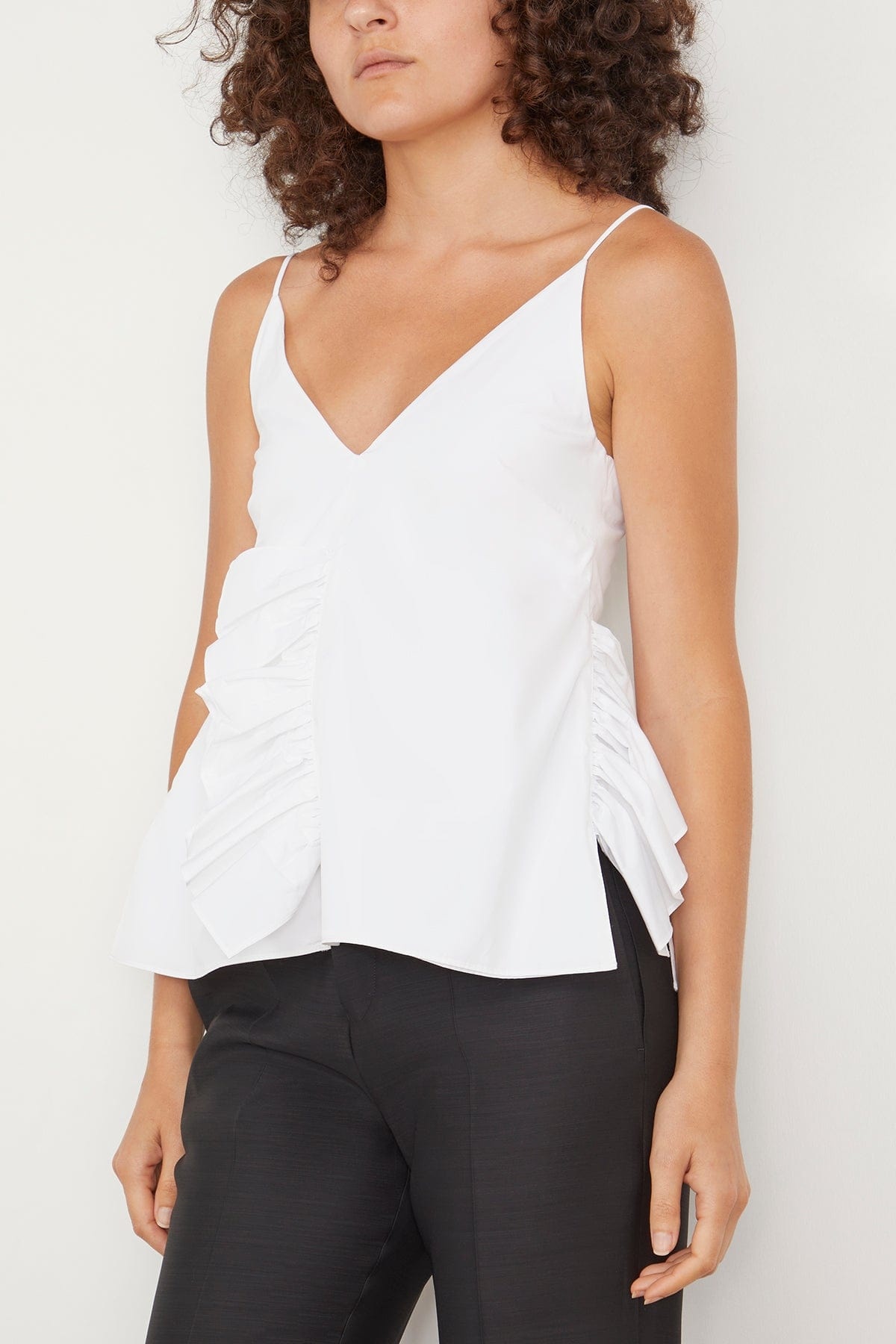 Multi Slit Frill Top in White - 3