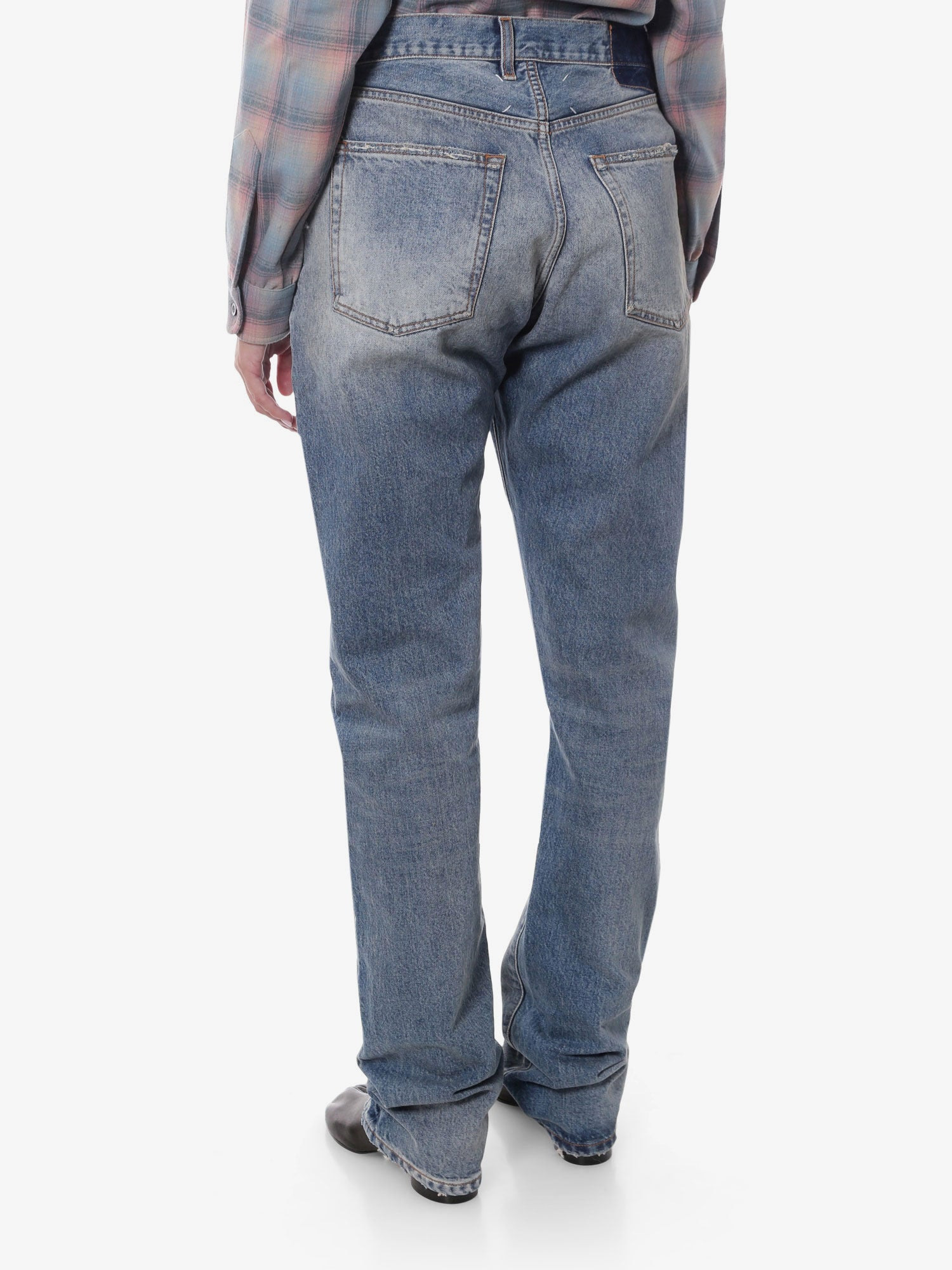 Stone Washed Straight Leg Jeans - 4