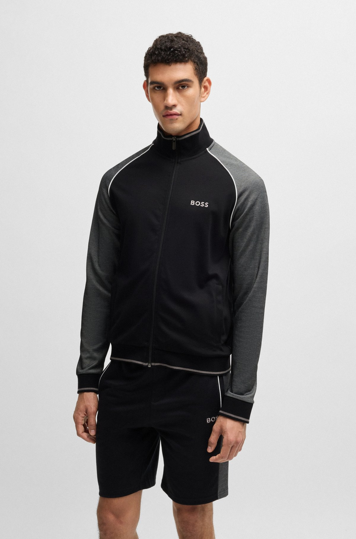 COTTON ZIP-UP JACKET WITH CONTRAST PIPING - 2