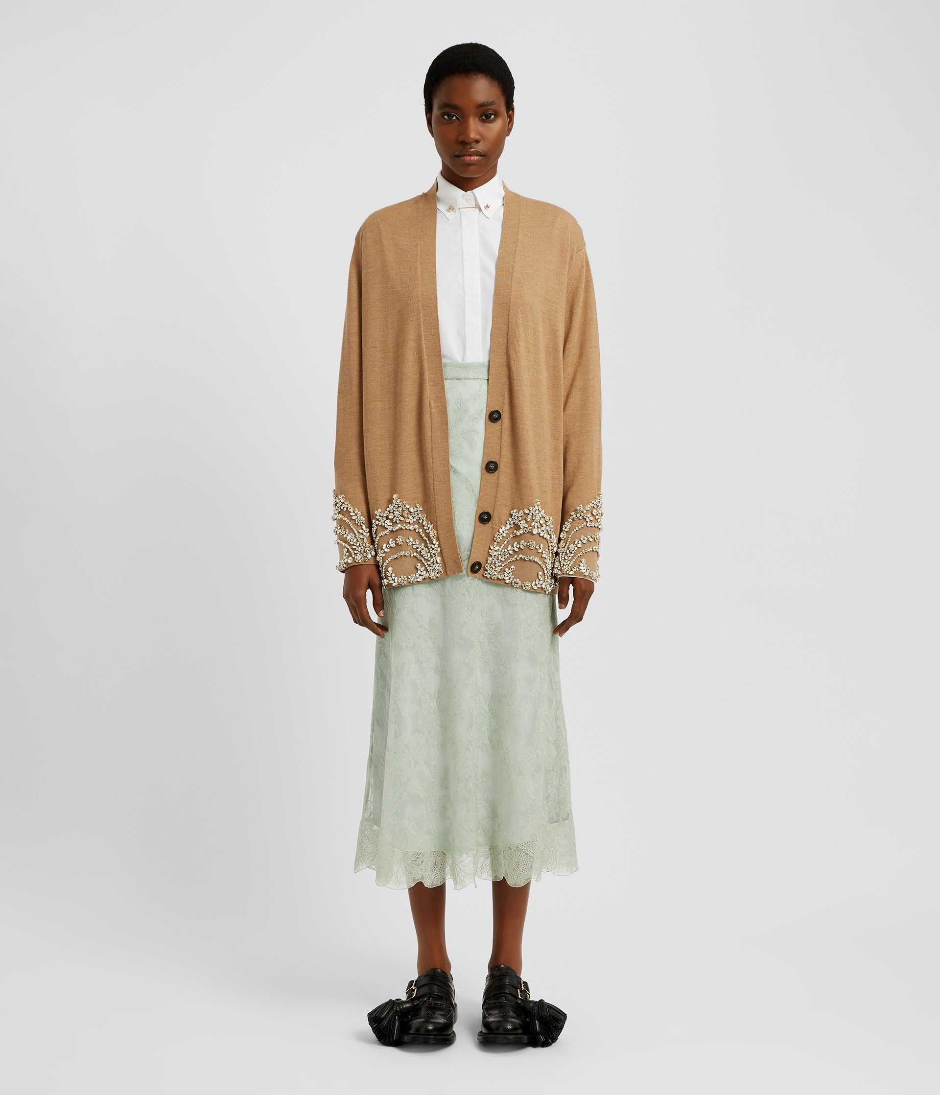 FINE MERINO CRYSTAL EMBROIDERED CARDIGAN - 2