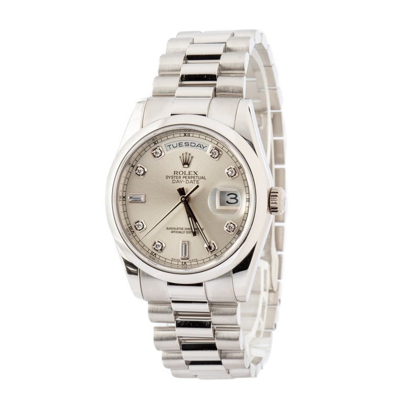 Rolex Day-Date 118206 Silver Diamond Dial - 2