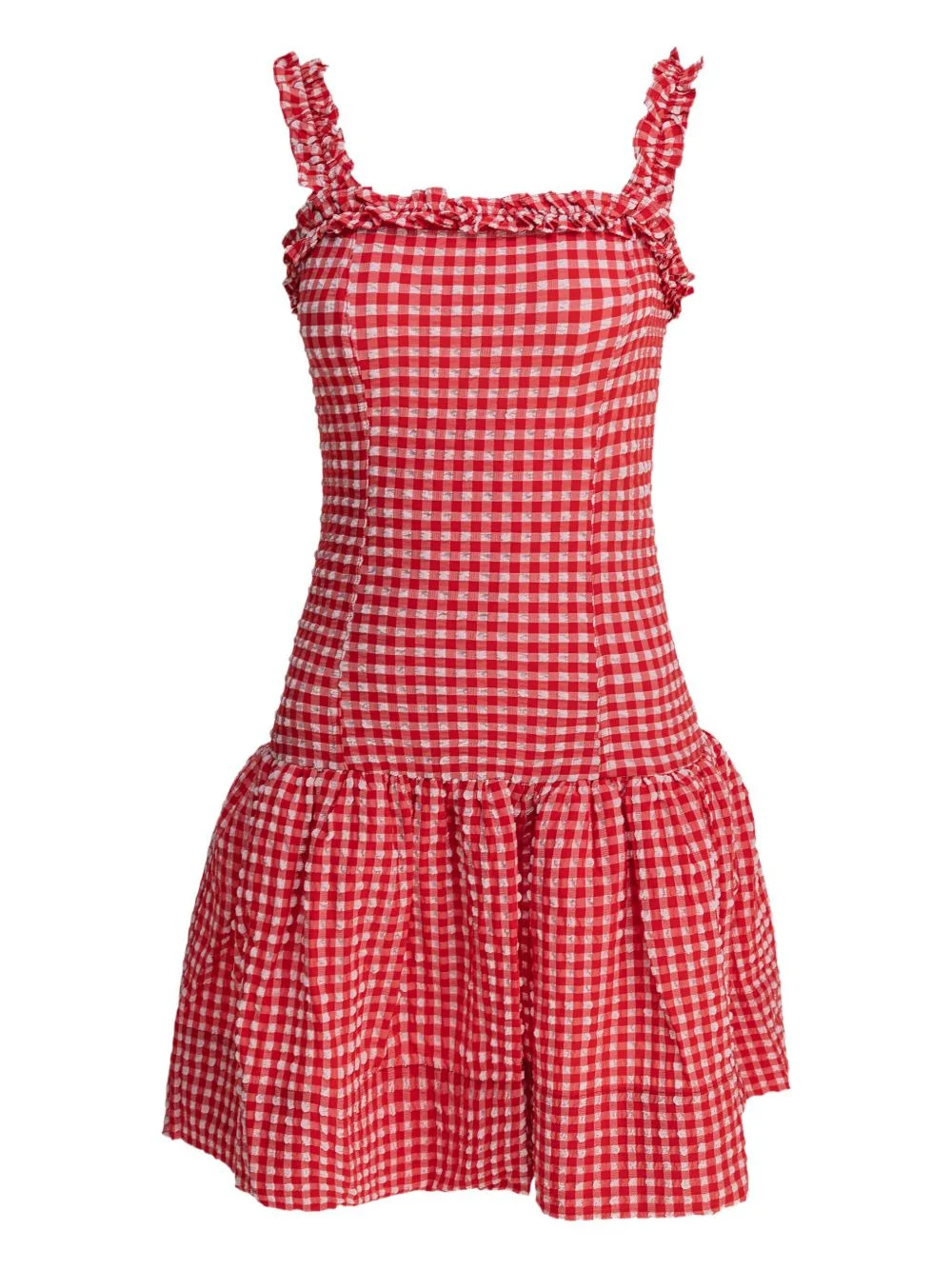 ruffle-trimmed gingham mini dress - 1