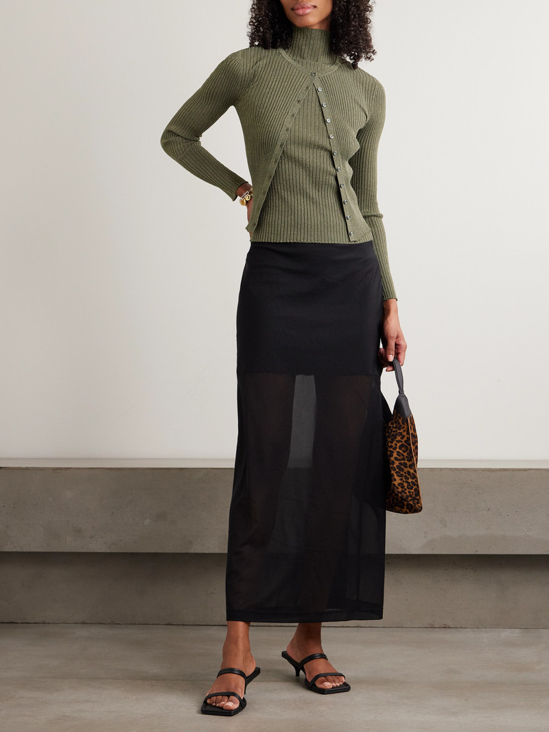 LESET Blake Ribbed Lurex Turtleneck Top outlook
